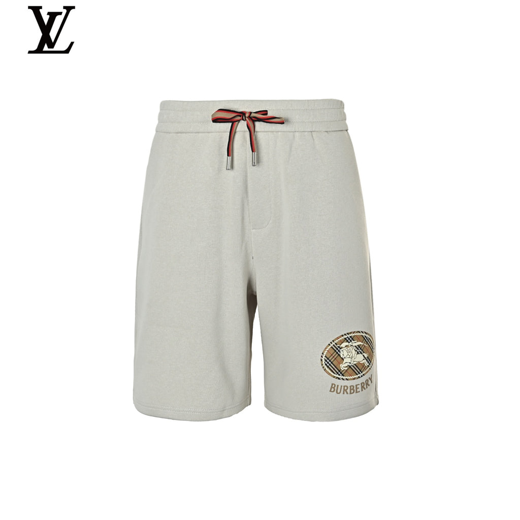 Burberry Men's Light Grey Equestrian Logo Sweat Shorts