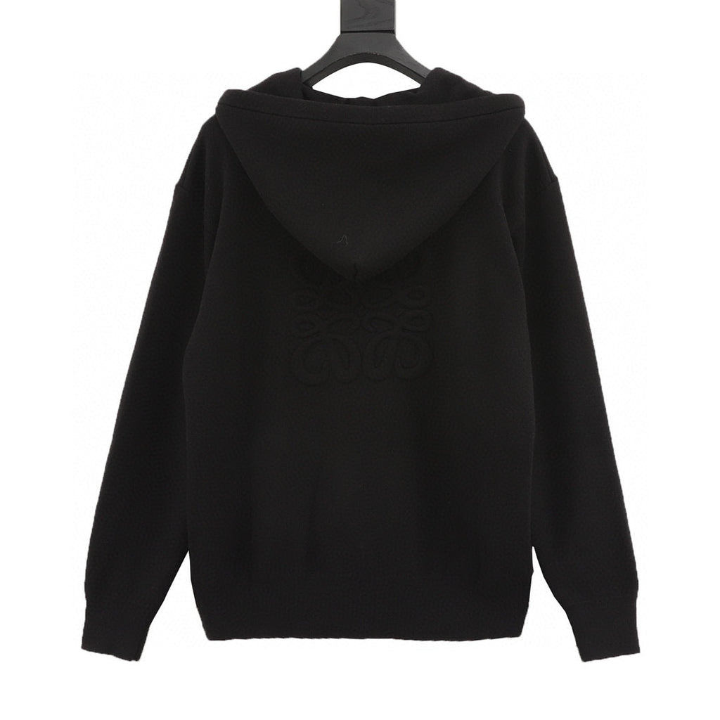 Loewe Anagram Zip-Up Hooded Knit Cardigan