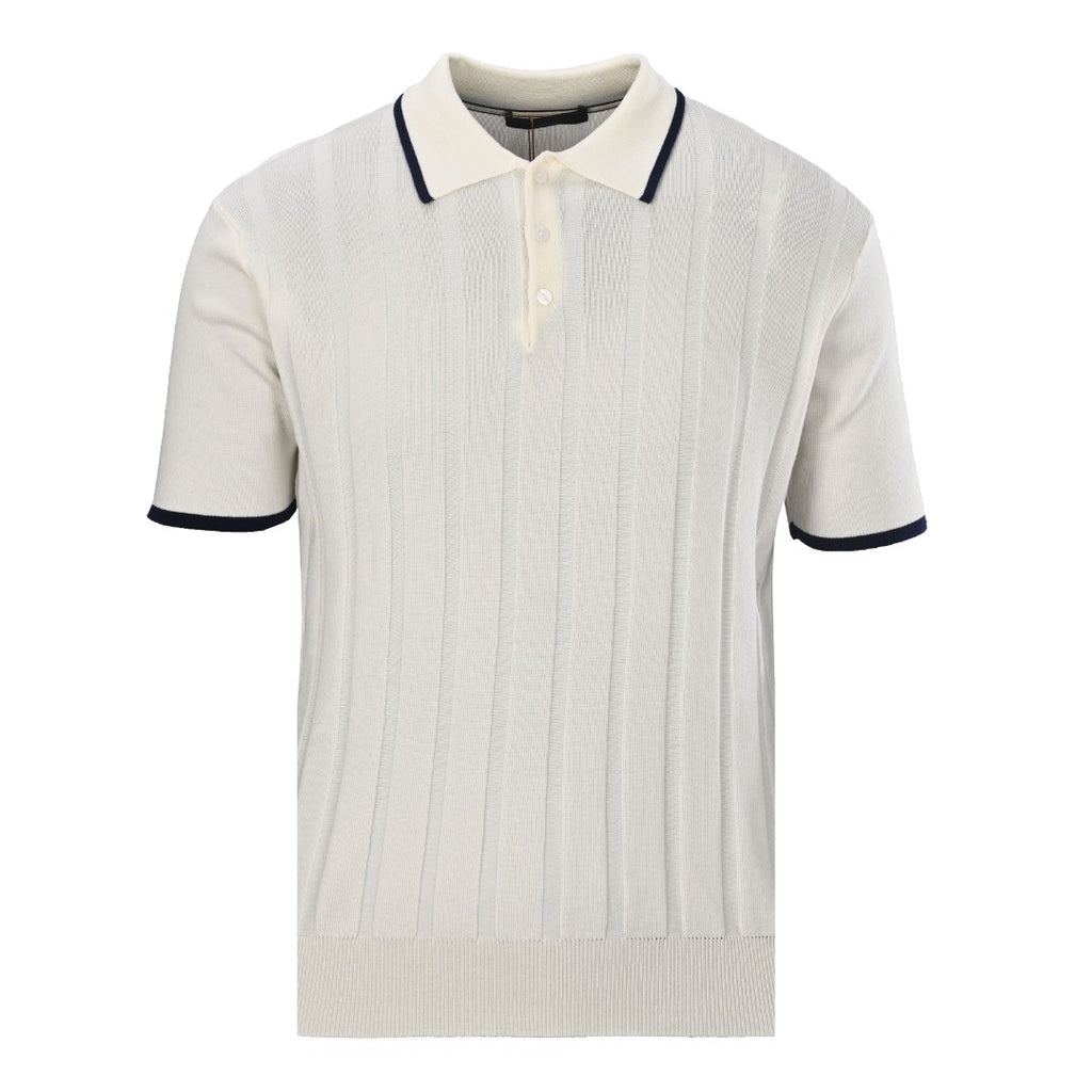 Loro Piana Off-White Contrast-Trim Knit Polo Shirt