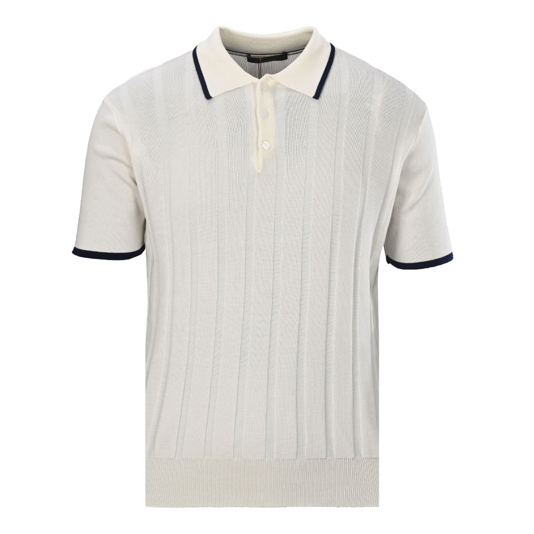 Loro Piana Off-White Contrast-Trim Knit Polo Shirt
