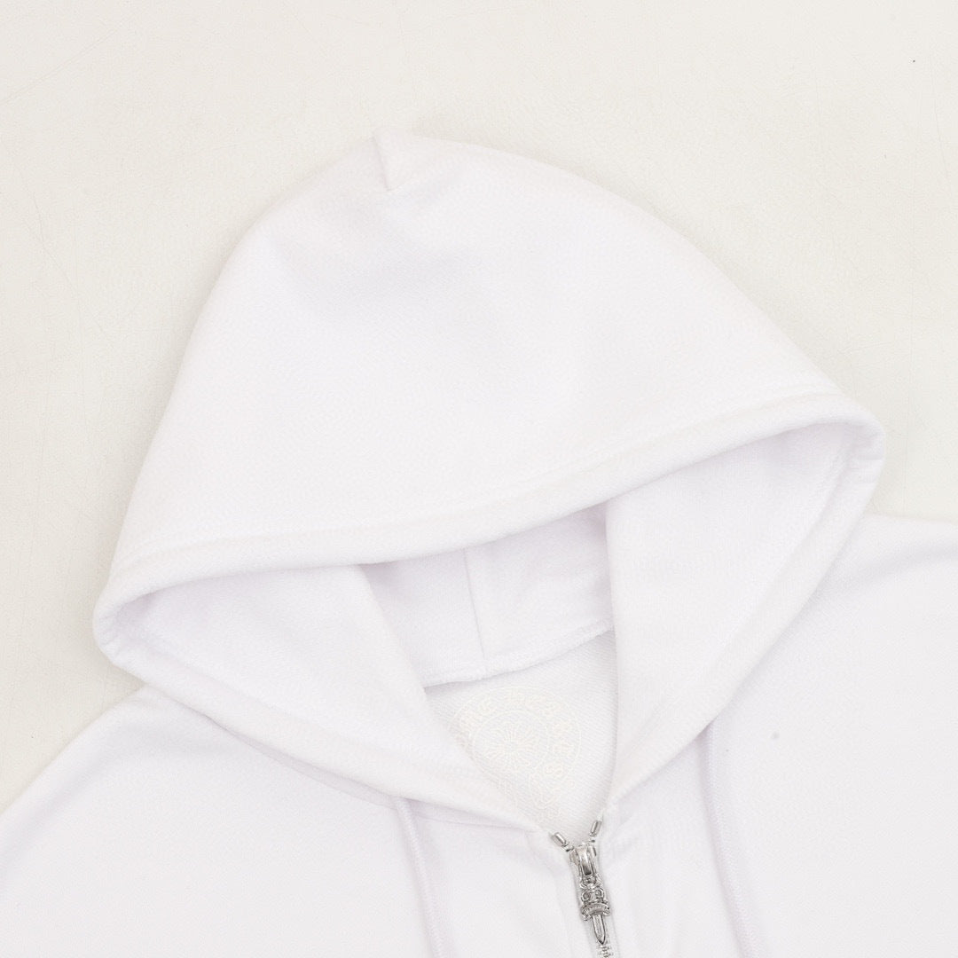 CH Blue Lettering Print Zip-Up Hoodie