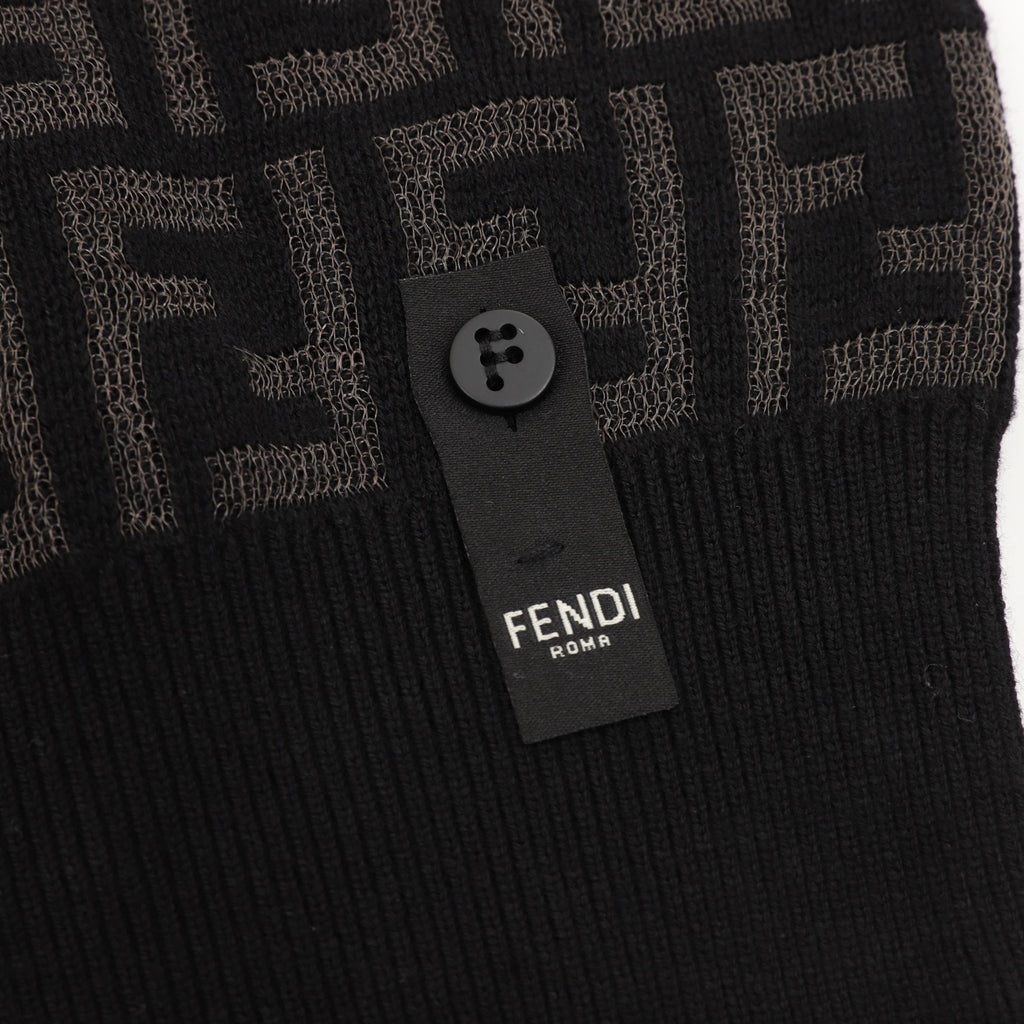 Fendi FF Monogram All-Over Jacquard Crewneck Sweater | Black Tonal Luxury Knitwear