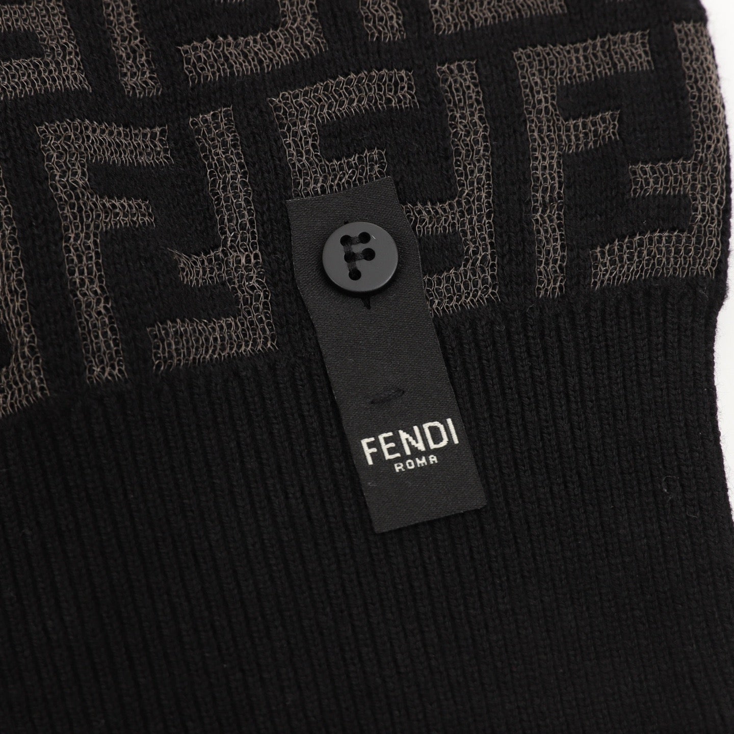 Fendi FF Monogram All-Over Jacquard Crewneck Sweater | Black Tonal Luxury Knitwear