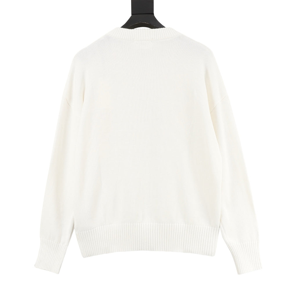 AMI Paris Ami de Cœur Macaron Embroidered Heart Jacquard Crew Neck Sweater