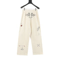 Balenciaga Women's Men's Cream Printed Wide-Leg Sweatpants