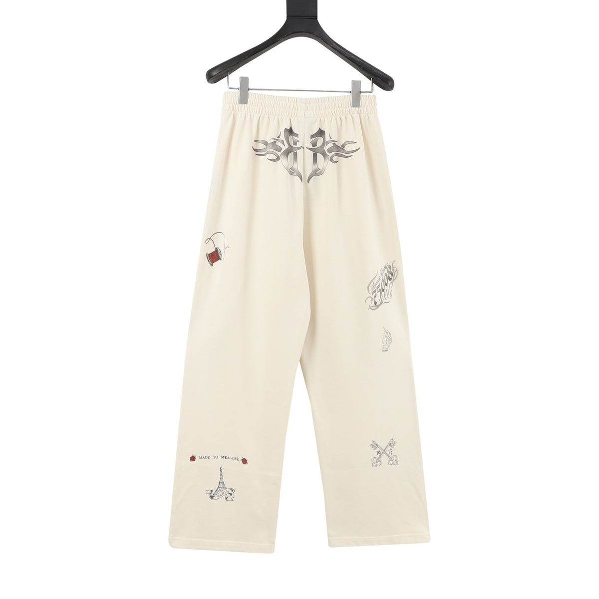 Balenciaga Women's Men's Cream Printed Wide-Leg Sweatpants