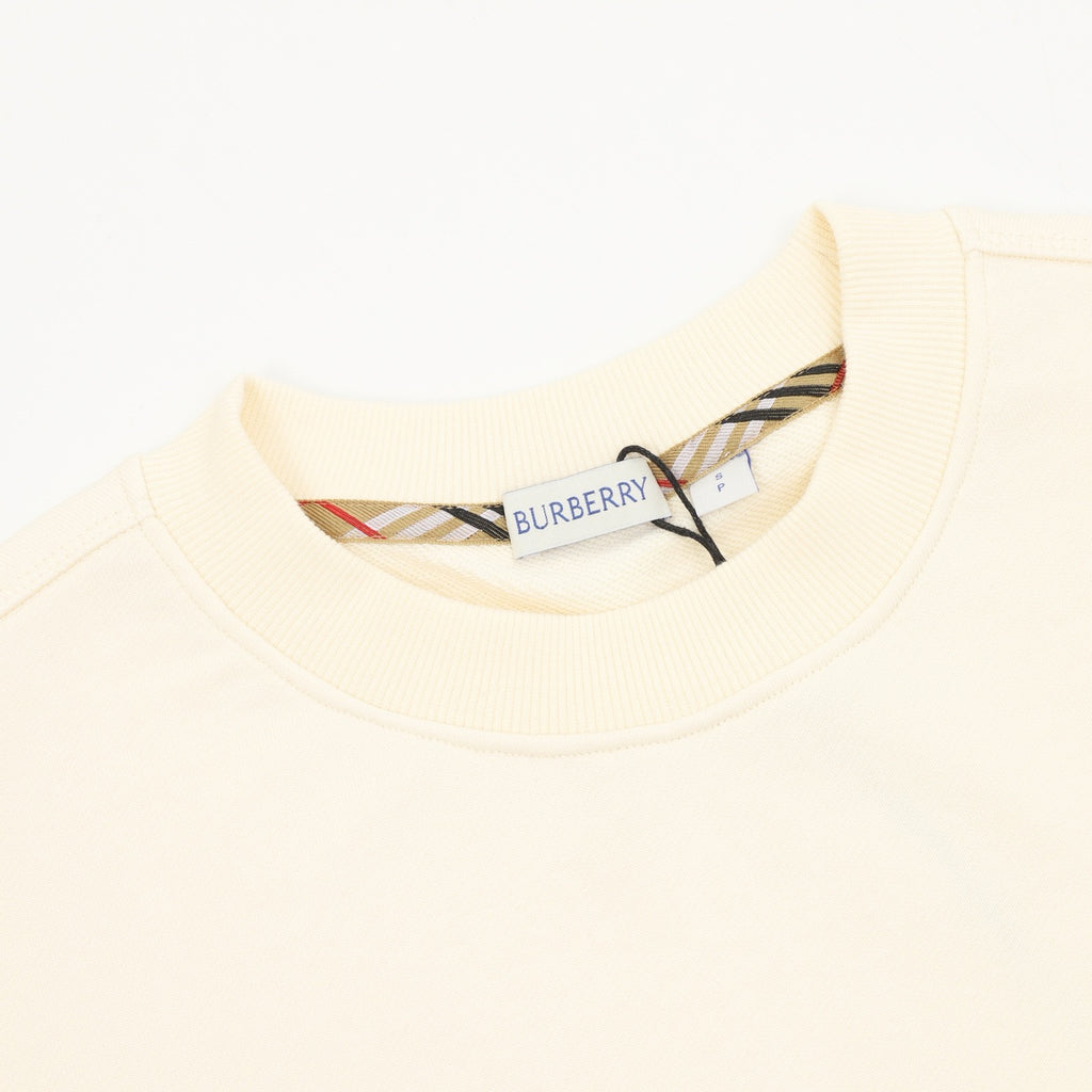 Burberry Women's Men's Cream Equestrian Knight Check-Pocket Crewneck Sweatshirt