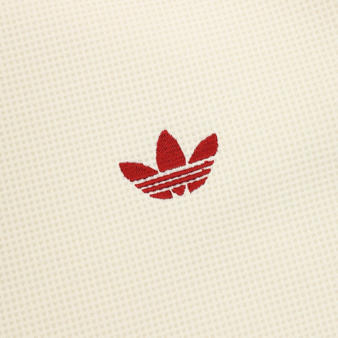 Adidas Originals American Retro Trefoil Track Jacket | Cream Burgundy Stripe Navy Trim