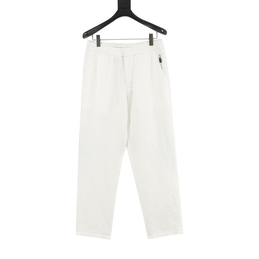Brunello Cucinelli Drawstring Herringbone Linen Trousers