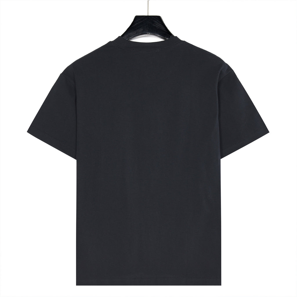 Loewe Rabbit Embroidery and Anagram Short-Sleeve T-Shirt in Black