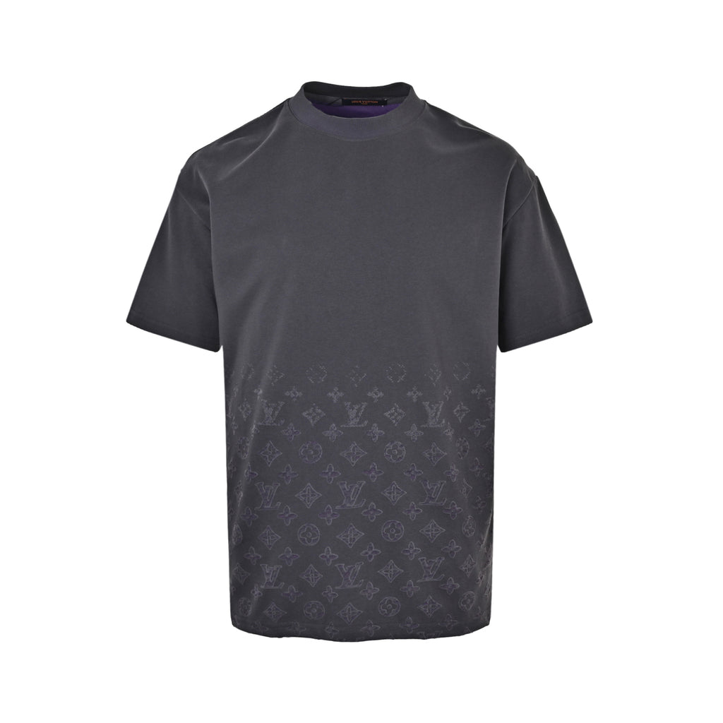 Louis Vuitton Gradient Monogram Print Short-Sleeve T-Shirt in Dark Grey