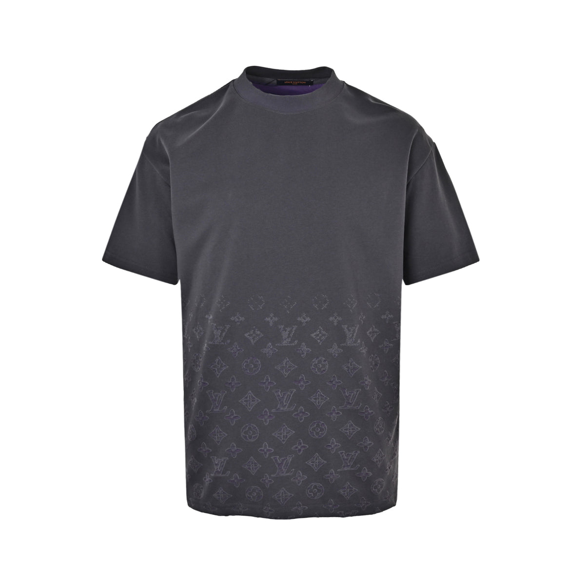 Louis Vuitton Gradient Monogram Print Short-Sleeve T-Shirt in Dark Grey