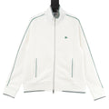 Burberry Equestrian Knight Argyle Knit Collar Zip Track Jacket | White Green Trim Luxury Outerwear