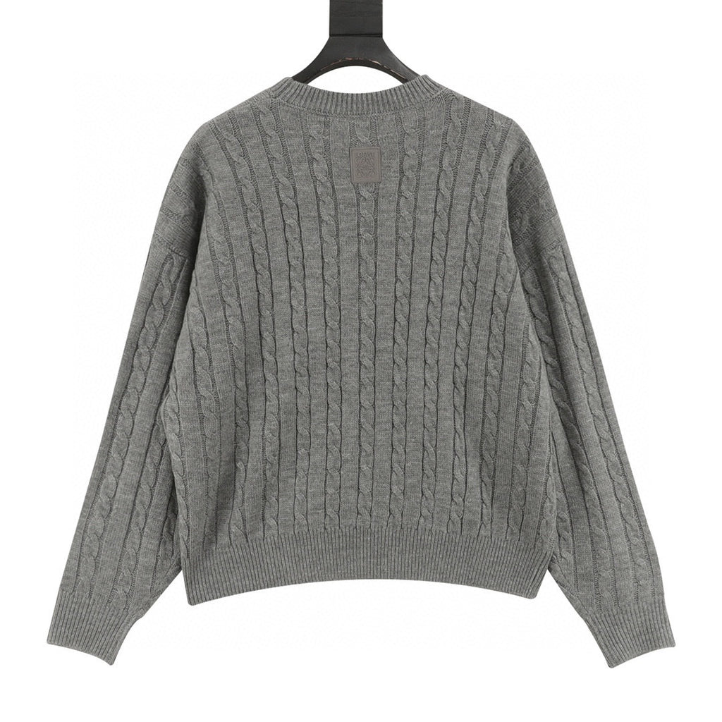 Loewe Retro Cable Knit Crew Neck Pullover Sweater