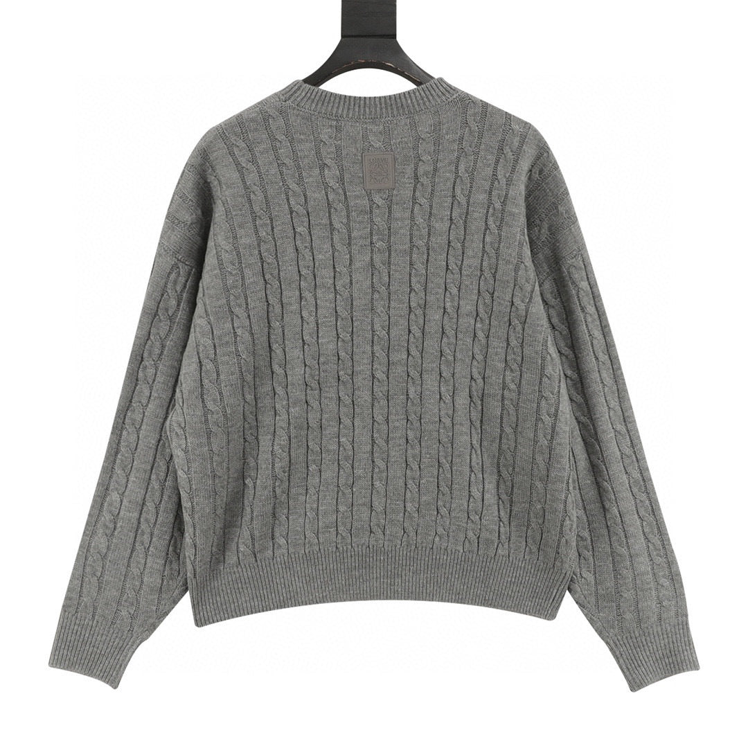 Loewe Retro Cable Knit Crew Neck Pullover Sweater