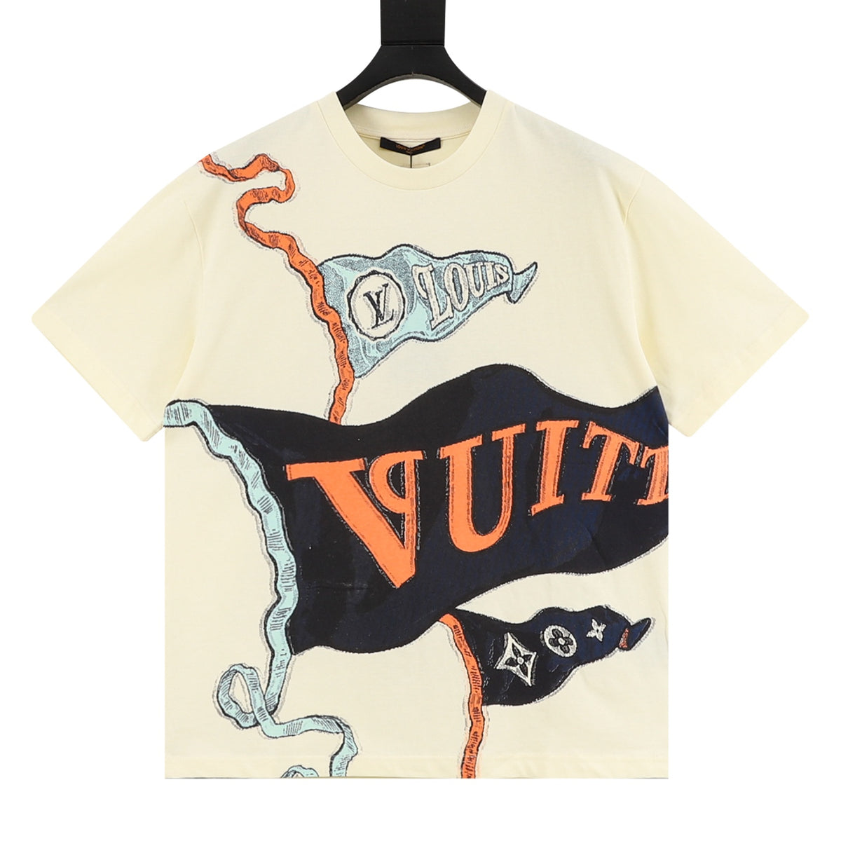 Louis Vuitton Flag Graphic Print Short-Sleeve T-Shirt in Cream