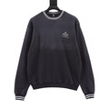 Prada Heritage Logo Embroidered Striped Trim Washed Crew Neck Sweatshirt