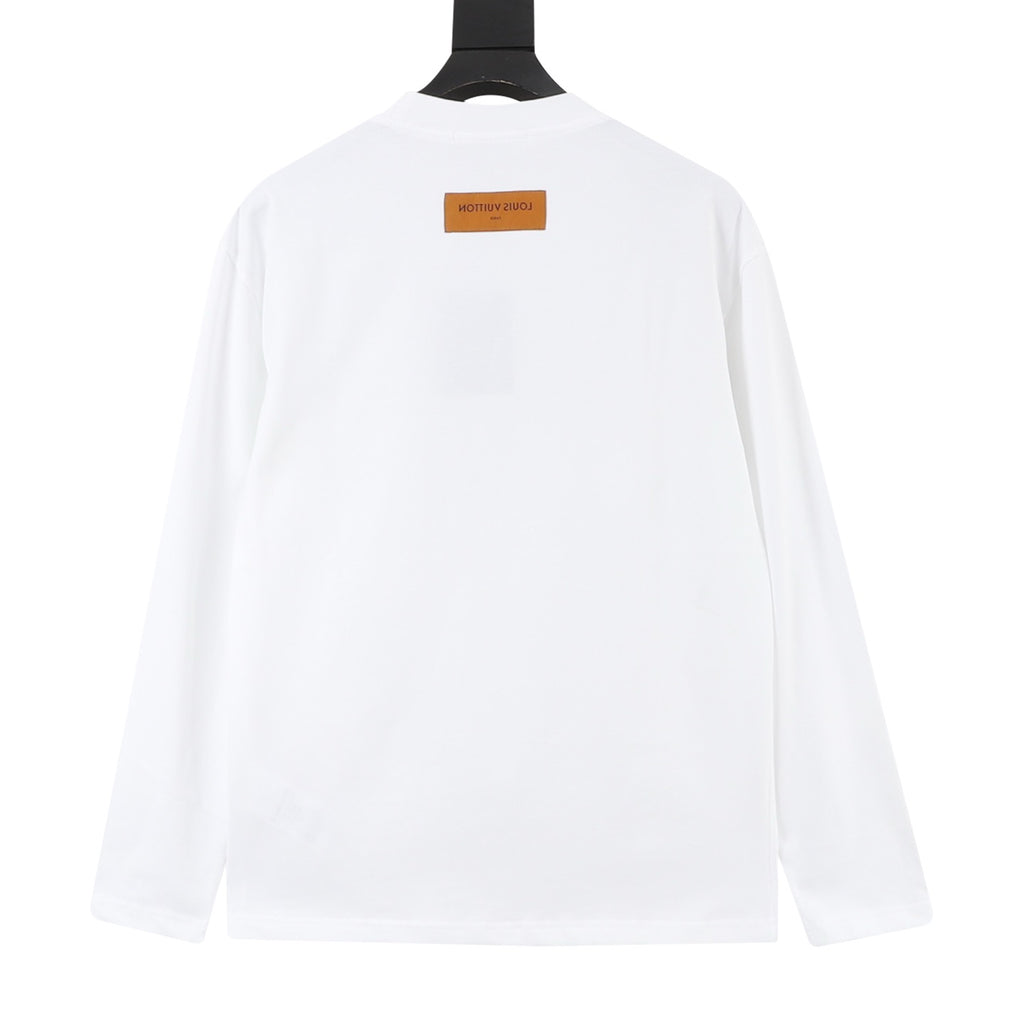 Louis Vuitton Women's Men's White Multicolor Embroidered Monogram Long-Sleeve T-Shirt