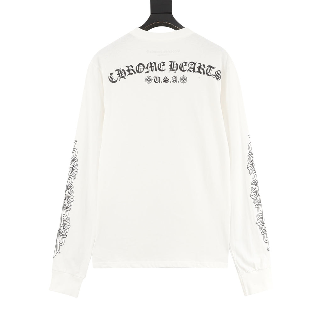 Chrome Hearts 25FW Sanskrit Scroll Print Long Sleeve T-Shirt | Black Gothic Luxury Streetwear