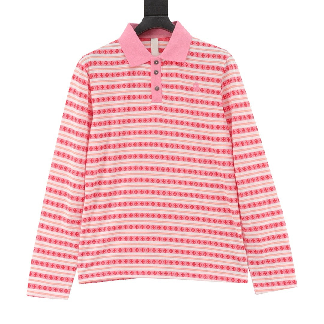 Chrome Hearts 25FW Striped Polo Long-Sleeve T-Shirt