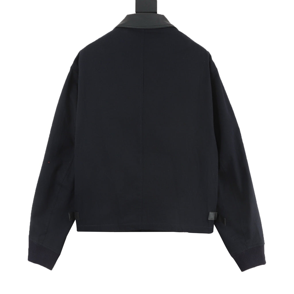 Dior CD Buckle Leather Collar Wool Jacket