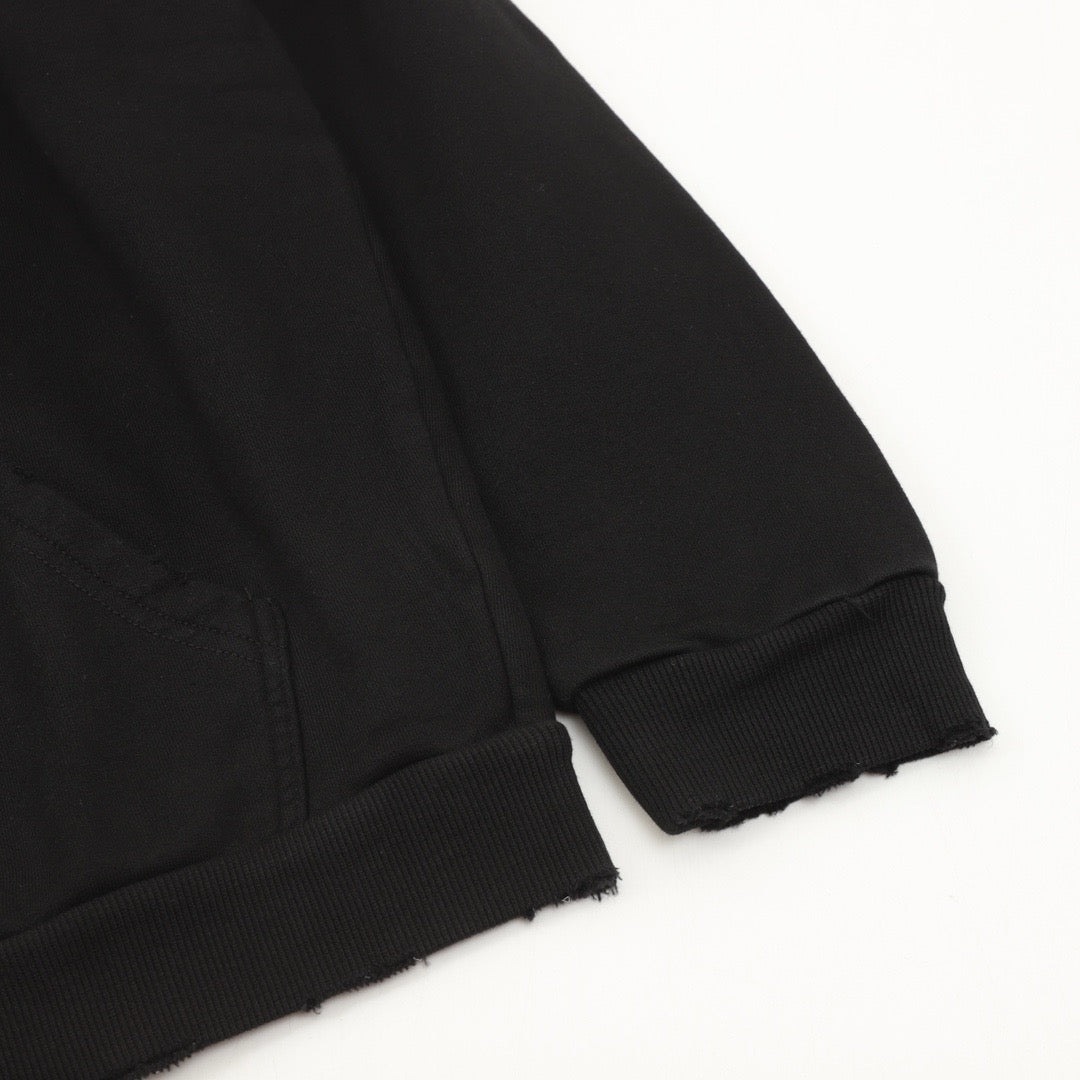 Balenciaga Women's Men's Black Plain Zip-Up Hoodie
