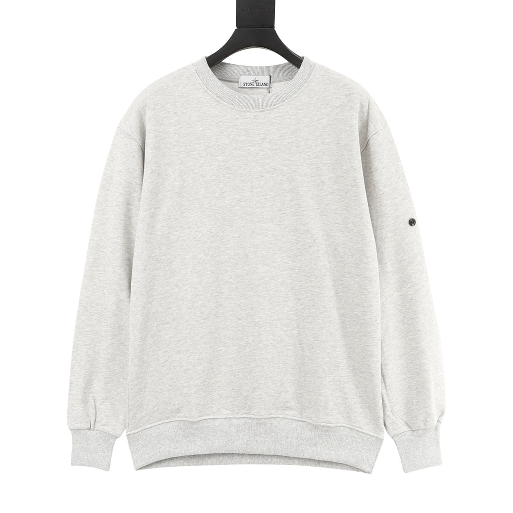 Stone Island Sleeve Badge Crewneck Sweatshirt | White Minimalist Luxury Streetwear