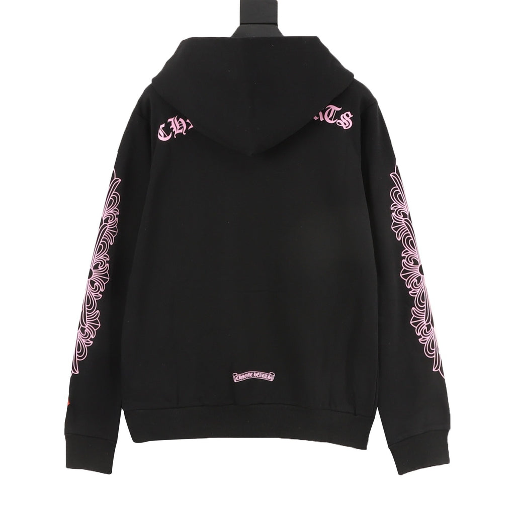 Chrome Hearts 25FW Pink Sanskrit Floral Embroidered Hoodie