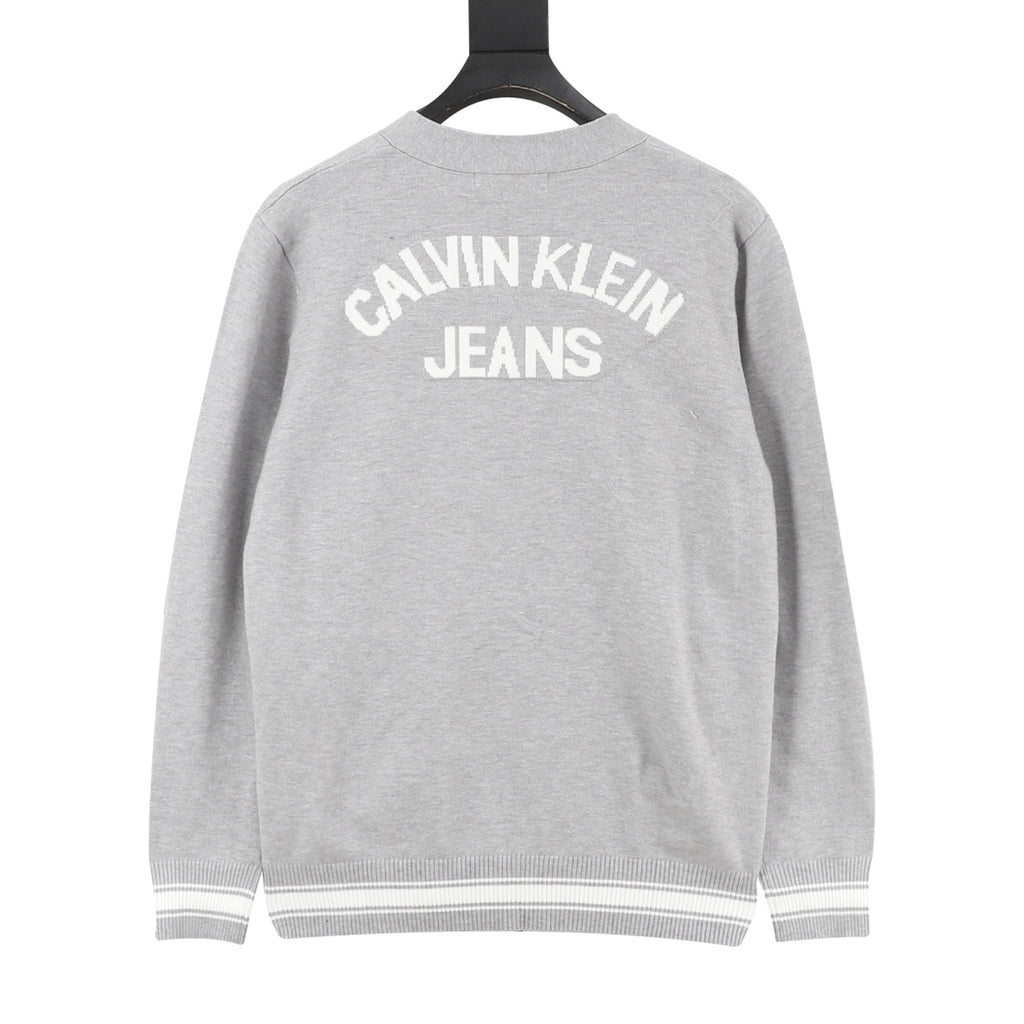 Calvin Klein Women's Men's Grey V-Neck Button-Front Knit Cardigan