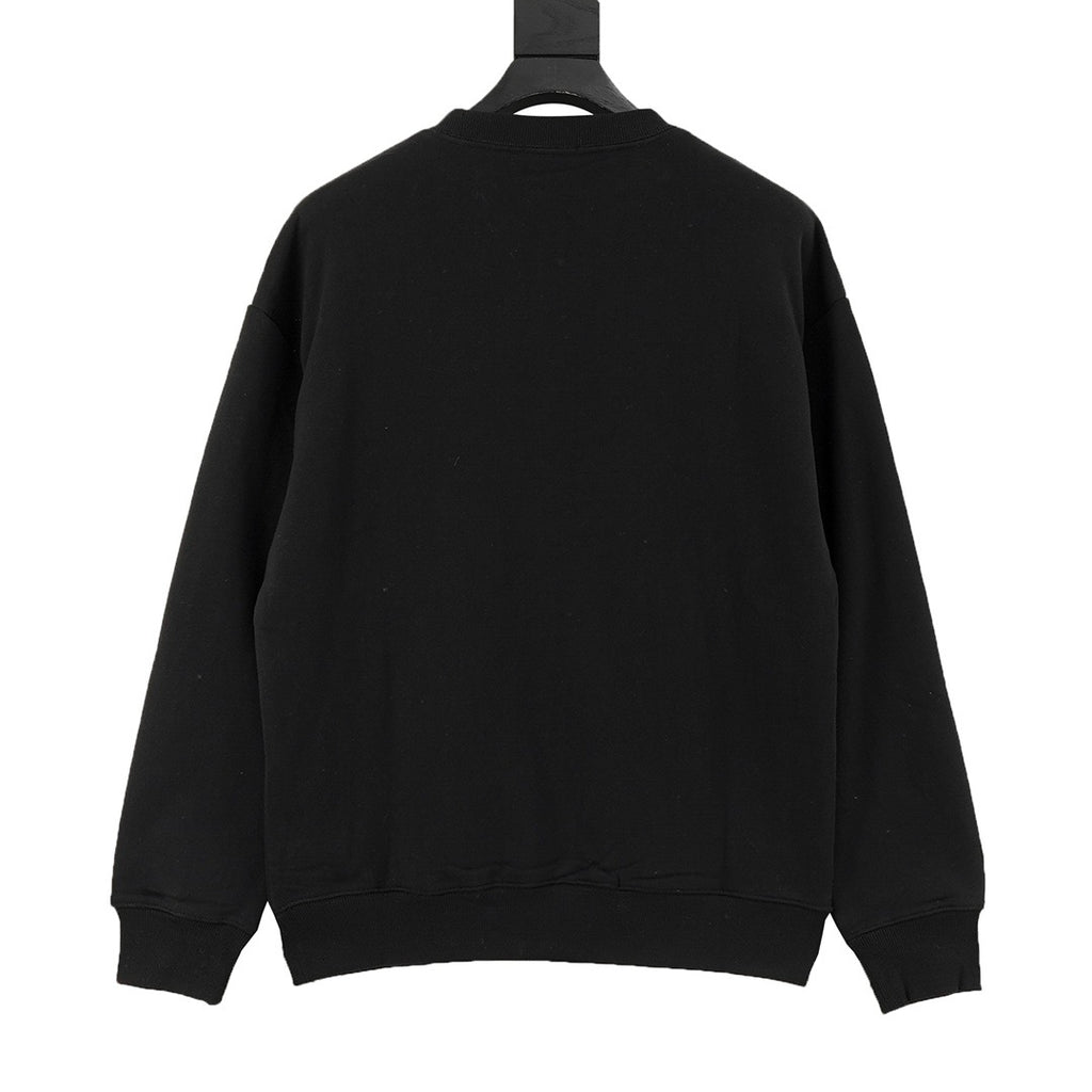 Dior Women's & Men's Black Floral Embroidered Logo Crewneck Sweatshirt