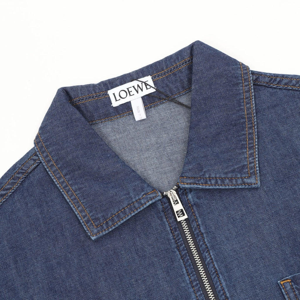 Loewe Anagram Embroidered Pocket Zip-Up Denim Jacket