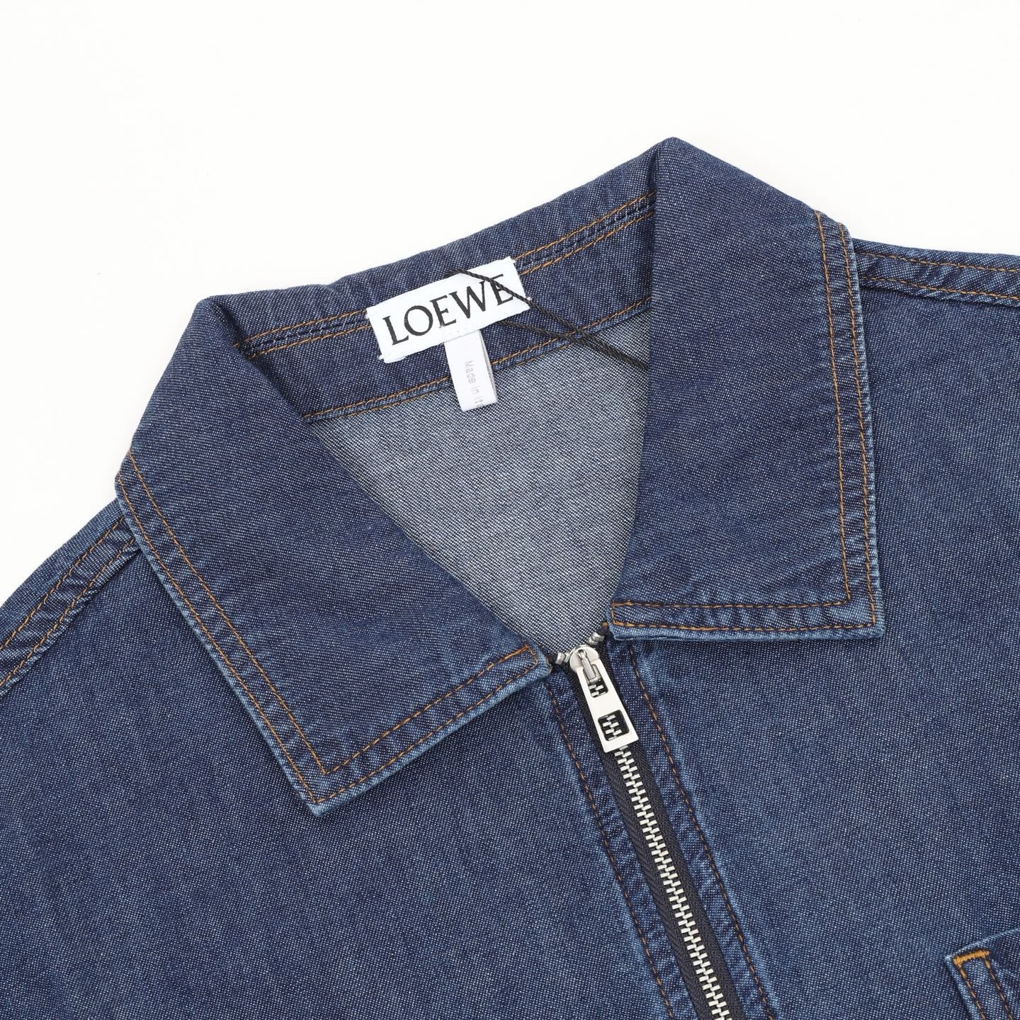 Loewe Anagram Embroidered Pocket Zip-Up Denim Jacket