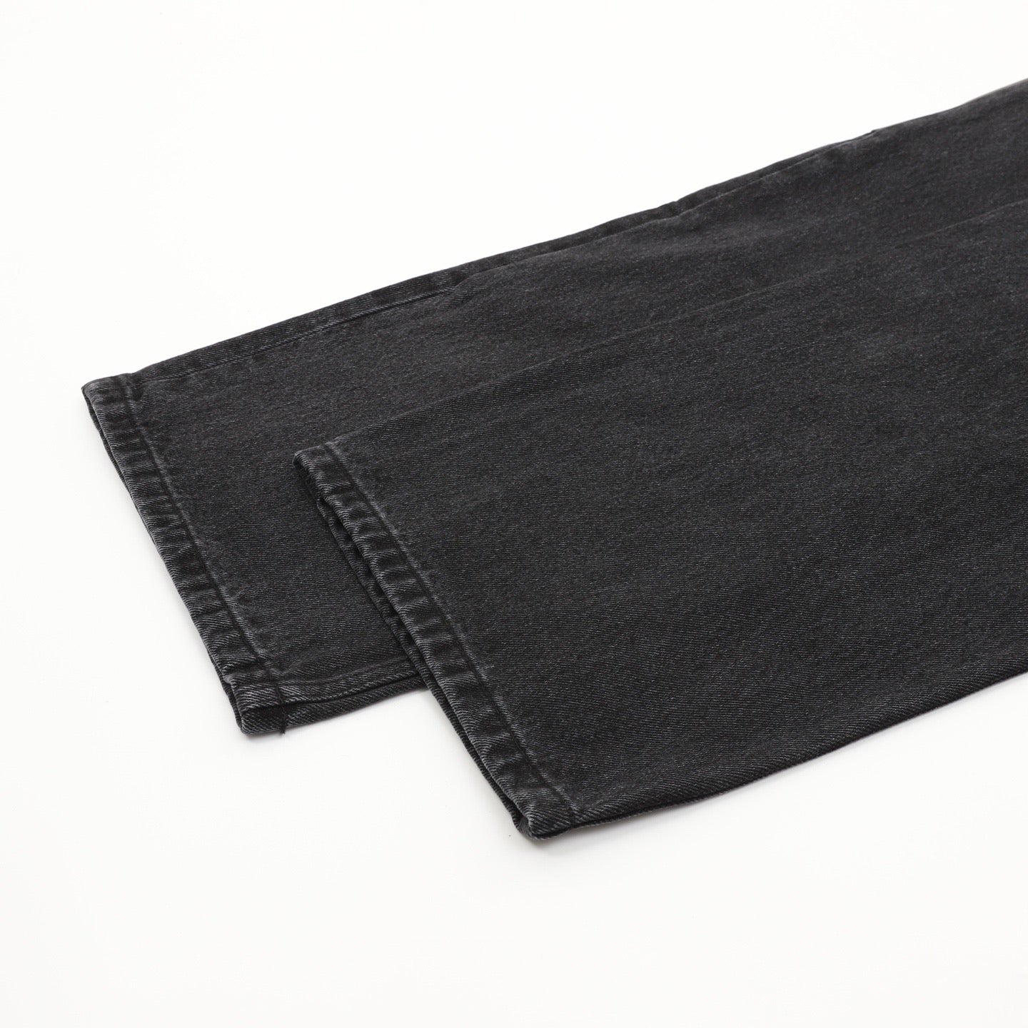 Loewe Contrast Stitch Wide-Leg Washed Denim Trousers | Black Leather Patch Workwear Luxury