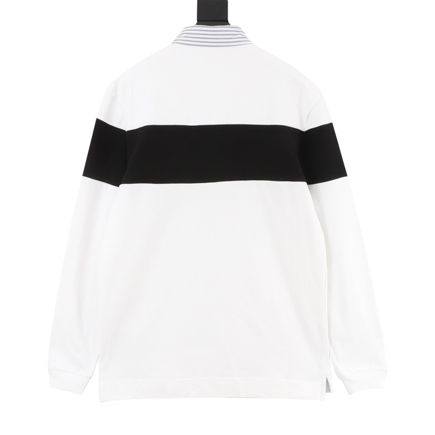 Acne Studios Black & White Striped Long-Sleeve Polo Shirt