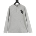 Chrome Hearts Cross Leather Label Waffle Henley Long Sleeve | Black Grey Luxury Streetwear