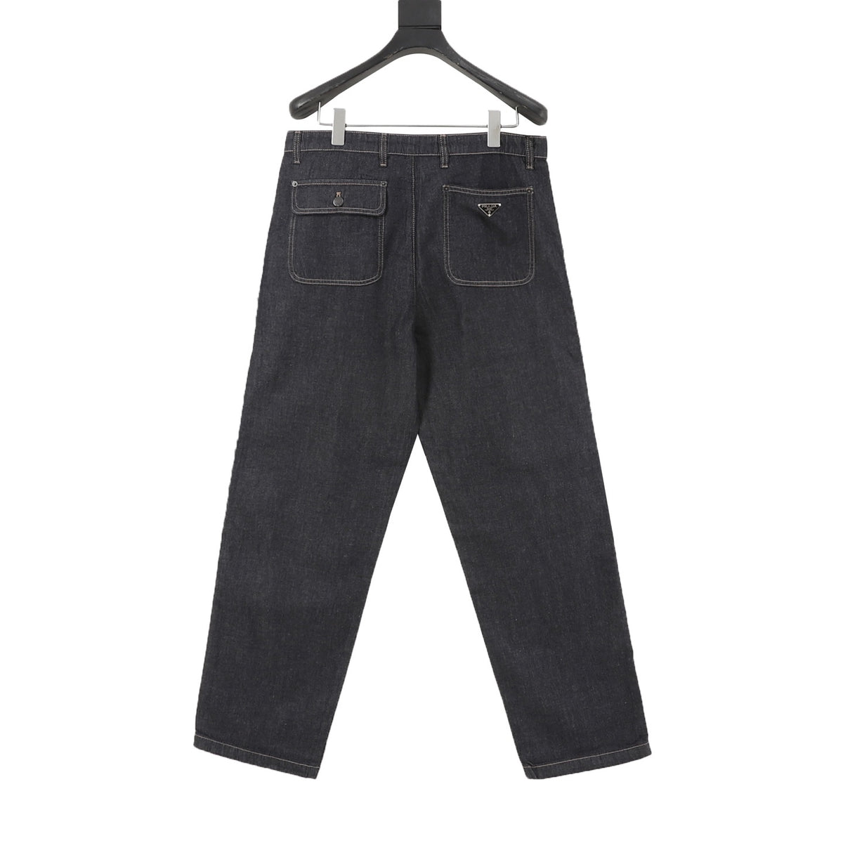 Prada Women's Men's Dark Blue Raw Denim Straight-Leg Jeans