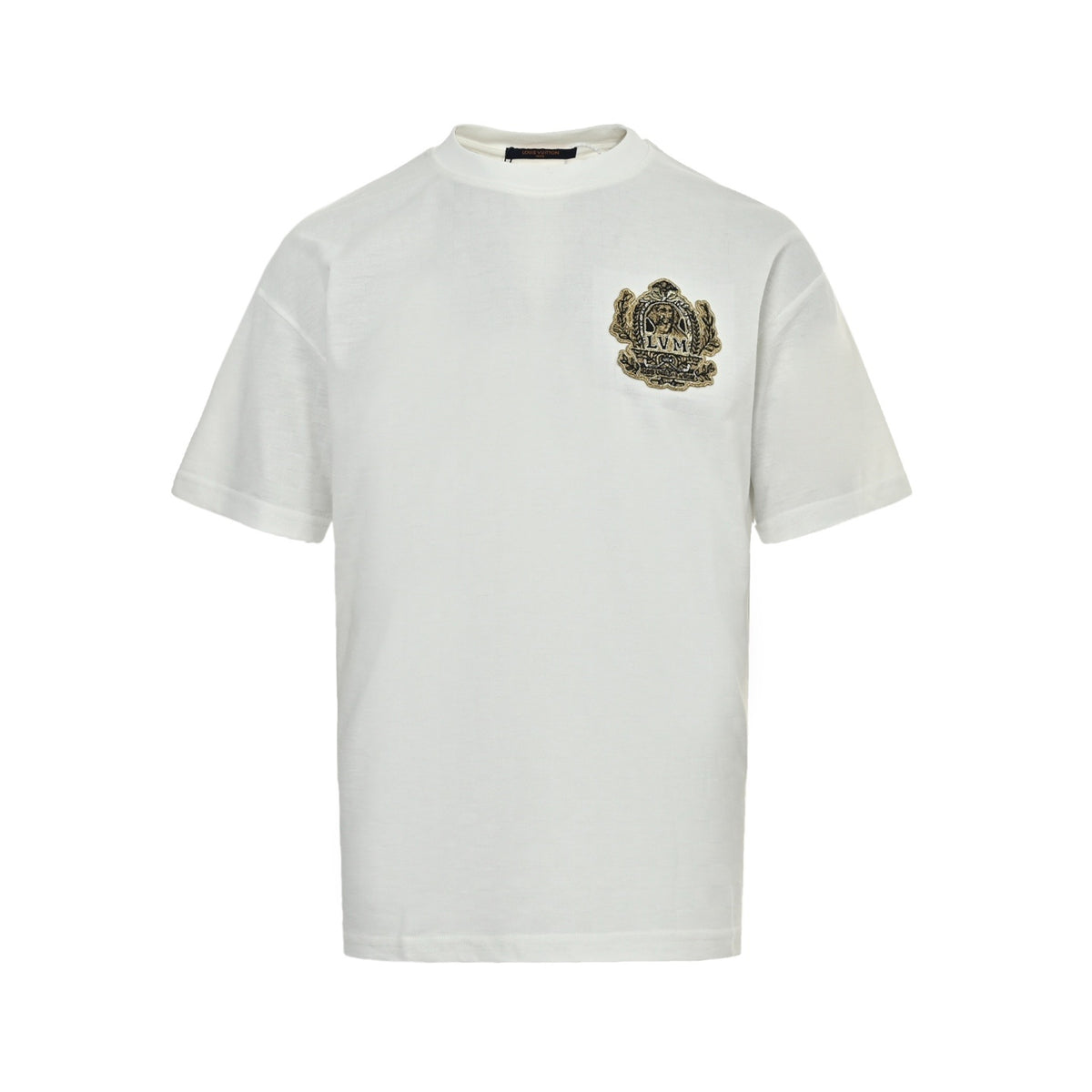 Louis Vuitton Gold Crest Embroidered Short-Sleeve T-Shirt in White