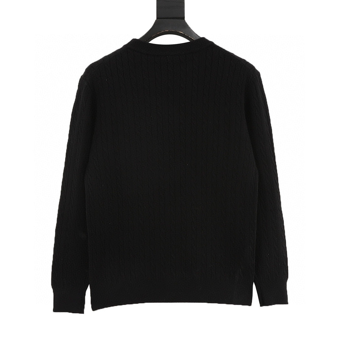 Loewe 25FW Anagram Logo Embroidered Cable Knit Crew Neck Sweater