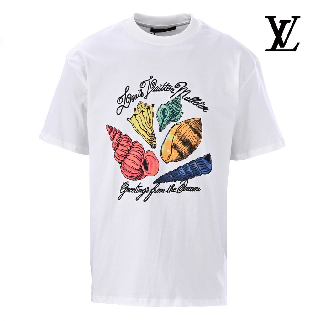 Louis Vuitton Men's White Colorful Conch Print T-Shirt