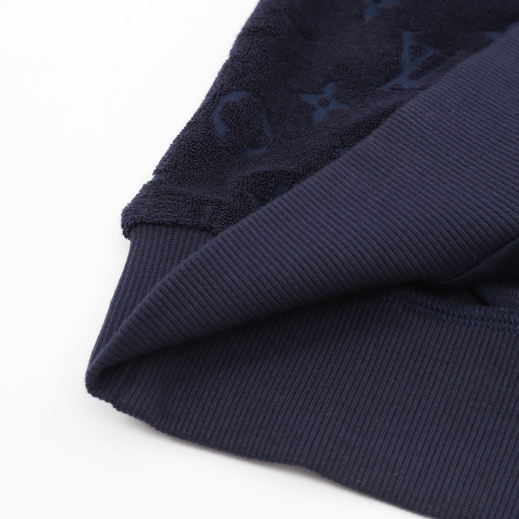 Louis Vuitton Monogram Flocked Terry Zip-Up Hoodie — Navy
