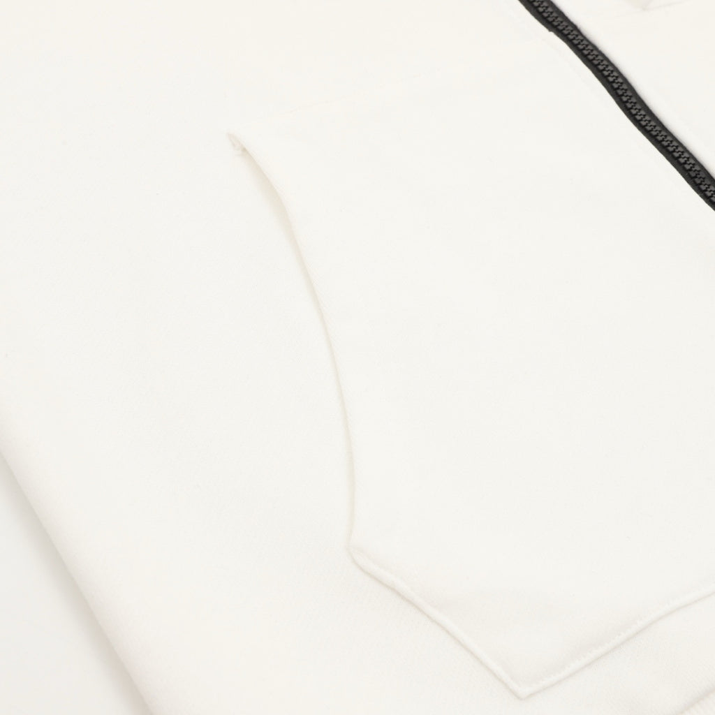 Stone Island Sleeve Patch Hooded Zip-Up Jacket | White Contrast Zip Casual Outerwear