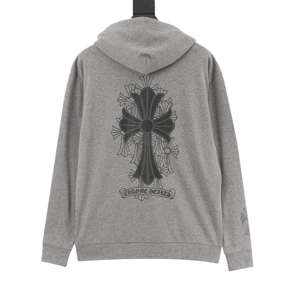 Chrome Hearts Floral Cross Back Print Oversized Pullover Hoodie