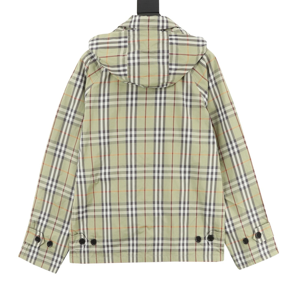 Burberry Reversible Check Hooded Jacket with Metal Logo Plaque