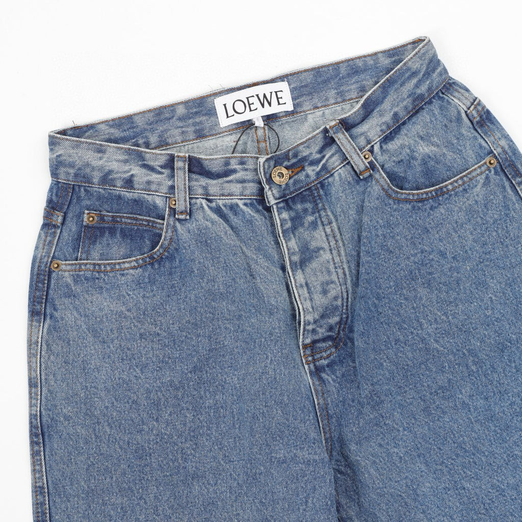 Loewe Anagram Knee Embroidered Wide-Leg Denim Jeans