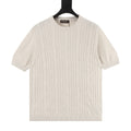Loro Piana Women's Men's Light Beige Cable-Knit Short-Sleeve Sweater