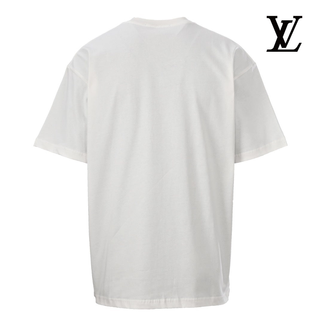 Louis Vuitton Men's White Floral Embroidered T-Shirt