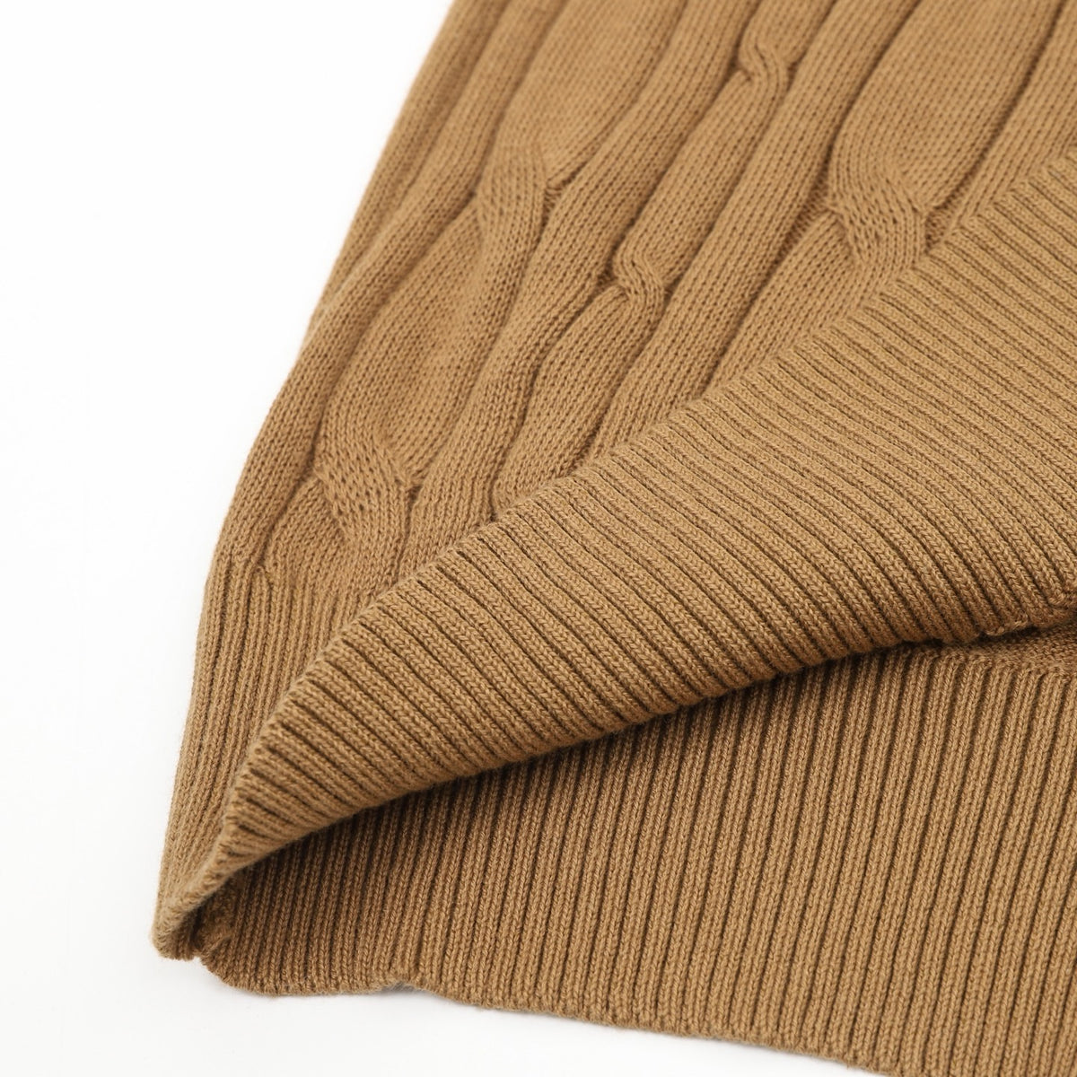 Loro Piana Women's Men's Camel Cable-Knit Short-Sleeve Sweater
