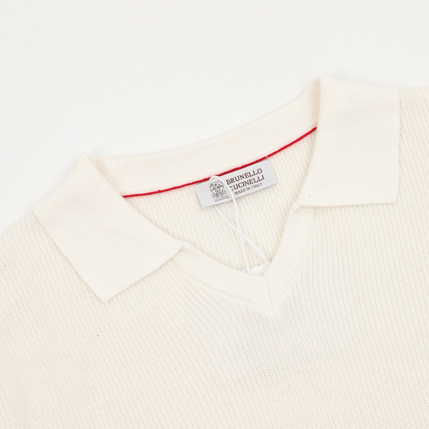 Brunello Cucinelli BC Seagull Collar Knit Short-Sleeve Polo