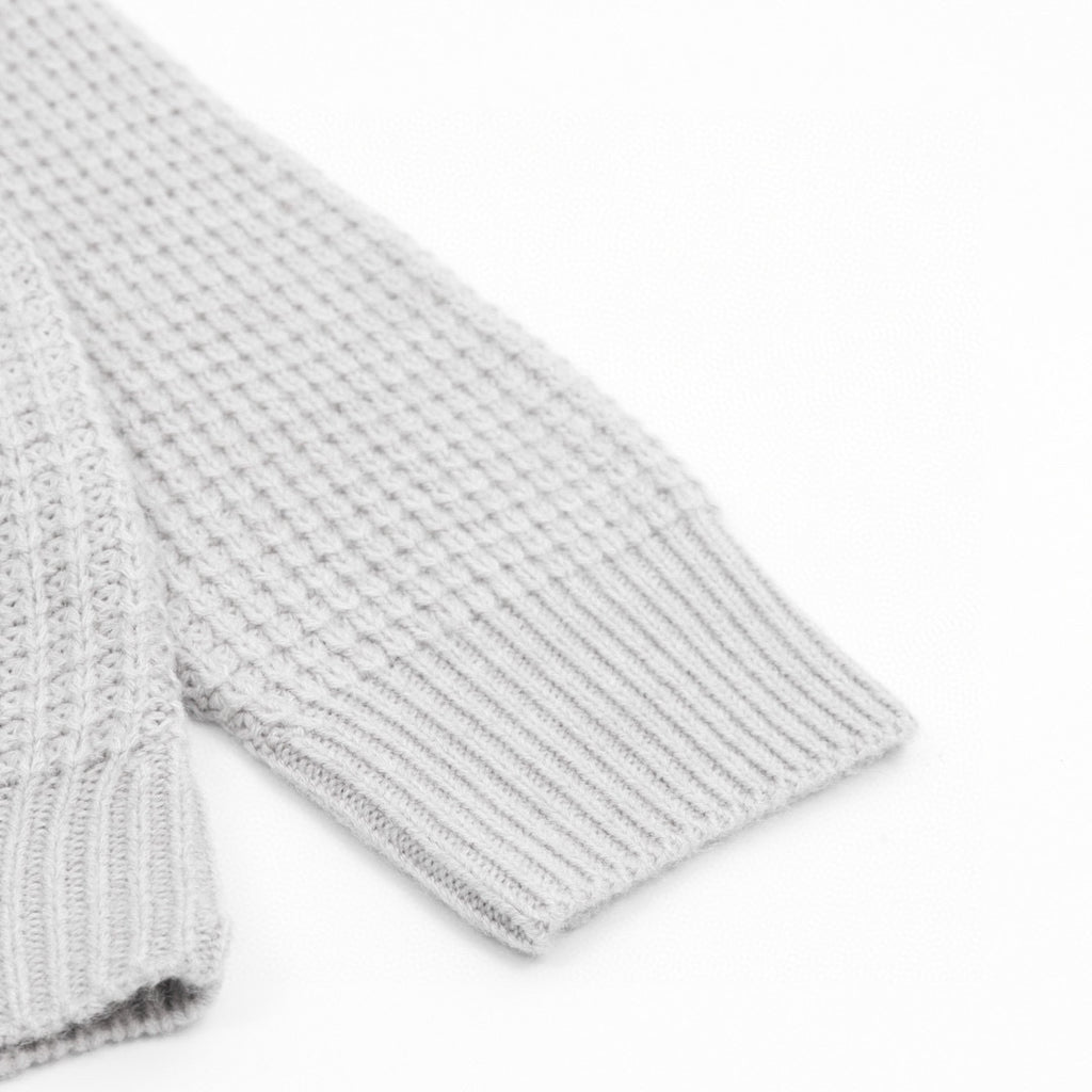 CH Cashmere Cardigan with Leather-Trimmed Sleeves and Cross-Waffle Knit