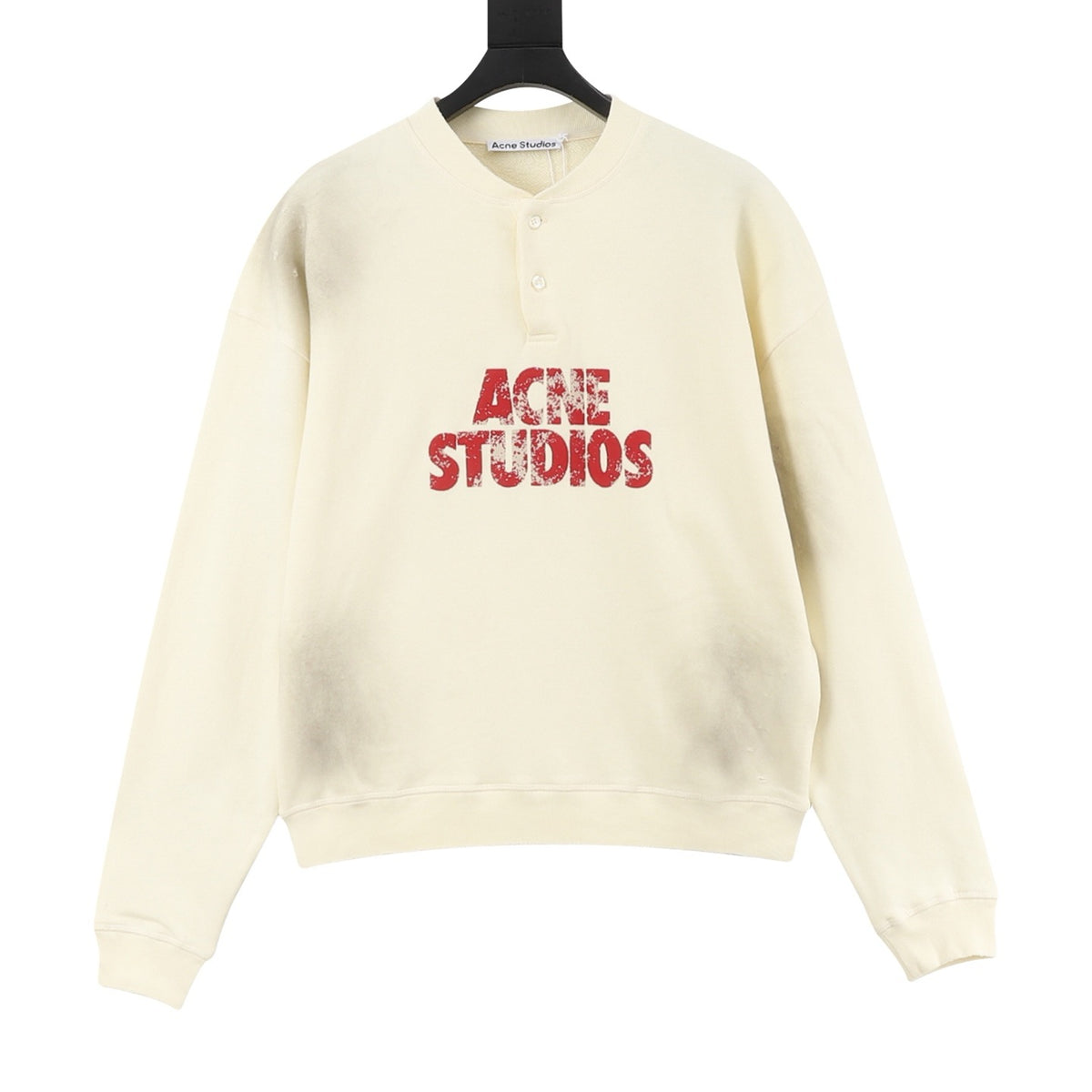 Acne Studios Women's Men's Cream Logo Henley Sweatshirt